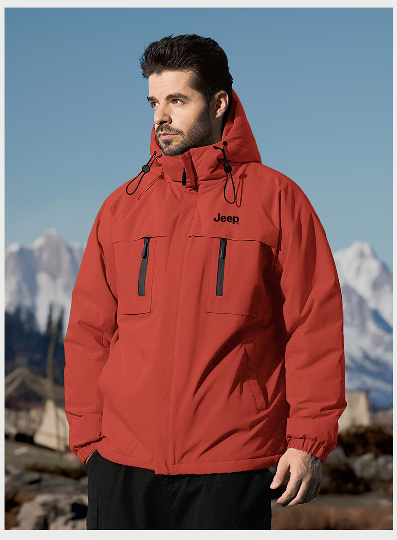 JEEP Men's Casual Thickened Warm Cotton Padded Jacket Winter 2025 New Graphene Windproof Cotton Coat 13