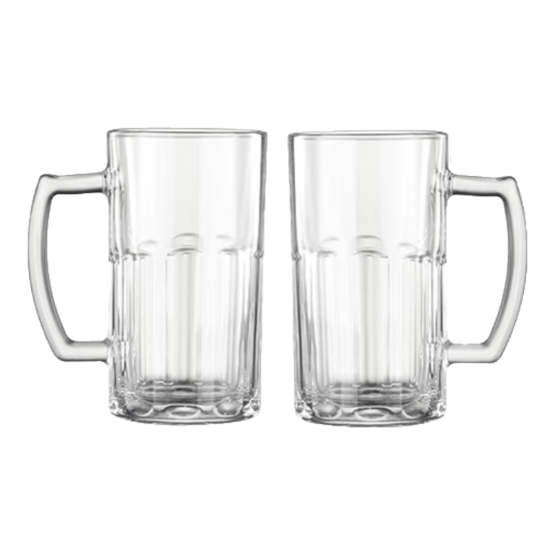 JD Jingzao Large Handle Beer Mug Craft Nordic Style Beverage Ice Cup 550ml Set of 2