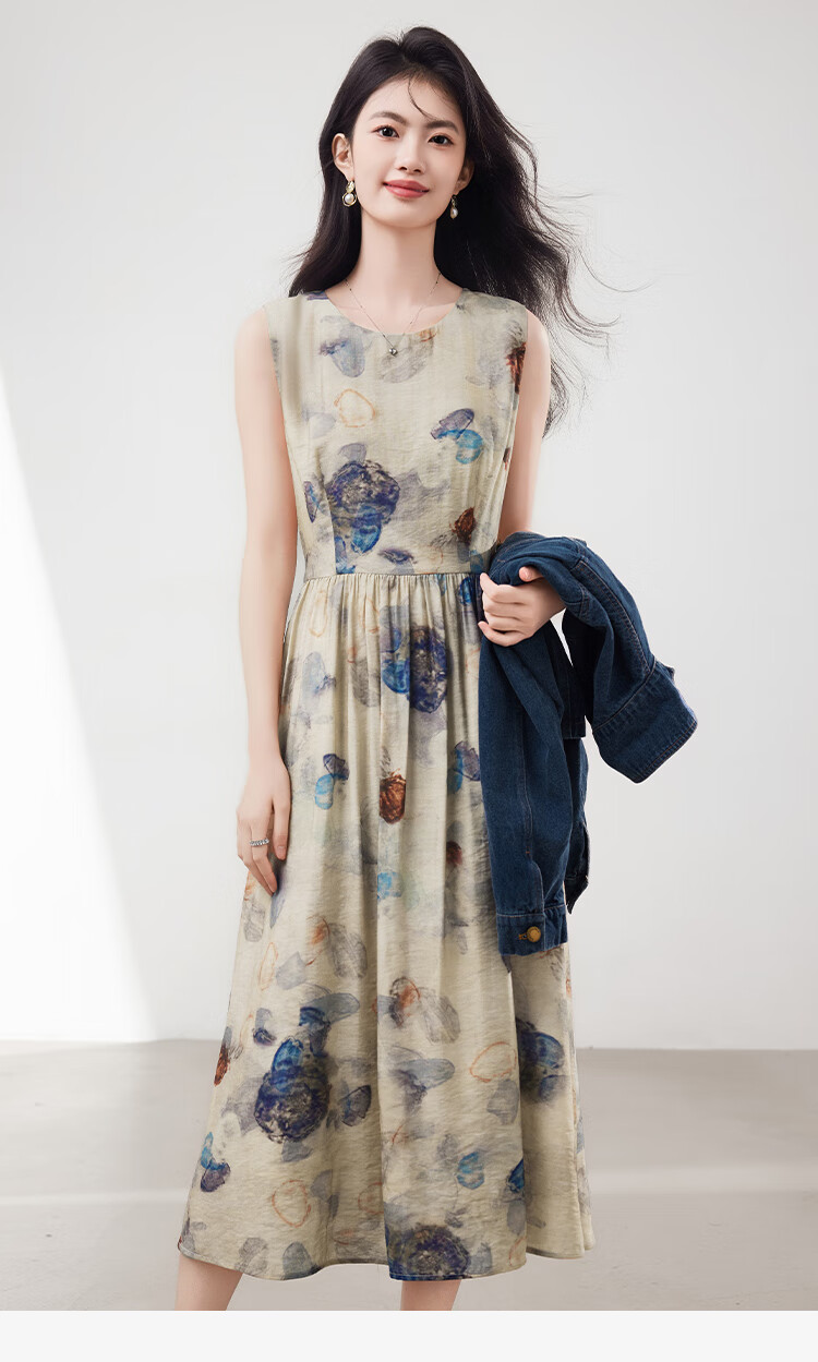 Xinfeiyu Vintage Denim Embroidered Short Jacket for Women, Spring 2026 New Stylish Versatile Printed Dress Two-Piece Set Hong Kong Style Outfit 2