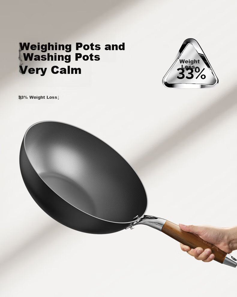 Suncha Iron Wok, High-Purity Pure Iron Non-Coated Non-Stick Pan for Stir-Frying, Compatible with Gas And Induction Stoves, 32cm, Pre-Seasoned 13