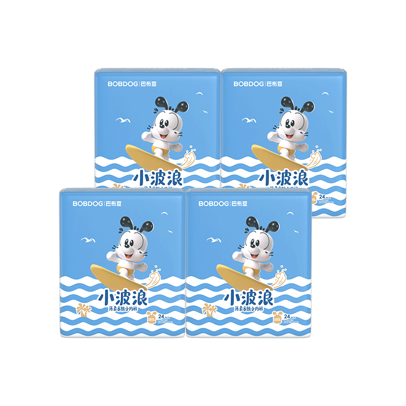 BOBDOG [No Melamine Detected] Small Wave Pull-Up Diapers XXXXL 96 Pieces Ultra-Thin Baby Diapers Breathable
