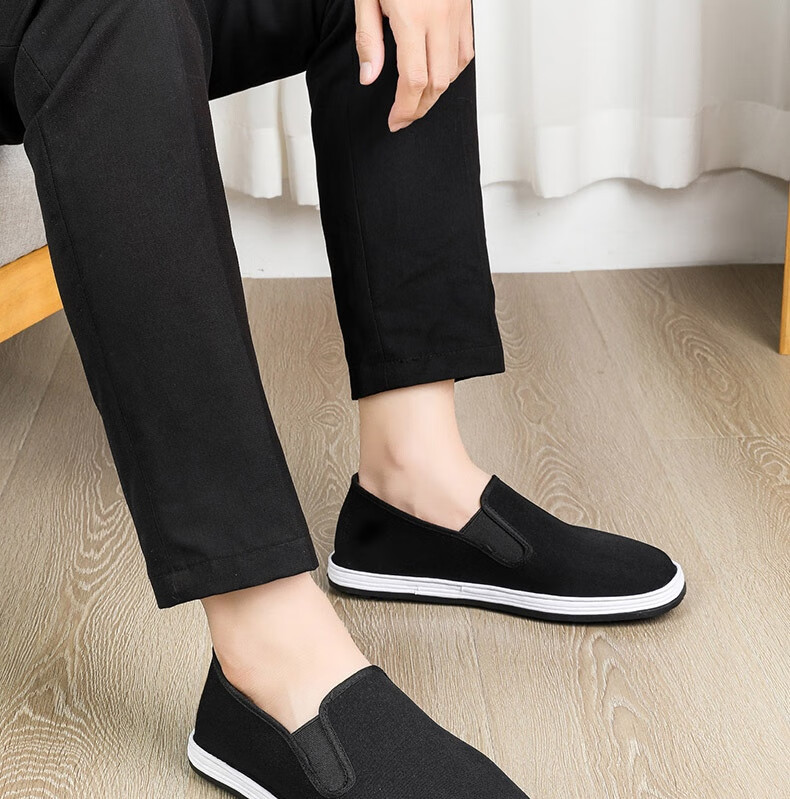 Lifeng Old Beijing Cloth Shoes Men's Genuine JD Self-operated Mugwort Odor-resistant Handmade Thousand-layer Middle-aged and Elderly Single Shoes Black 38 20