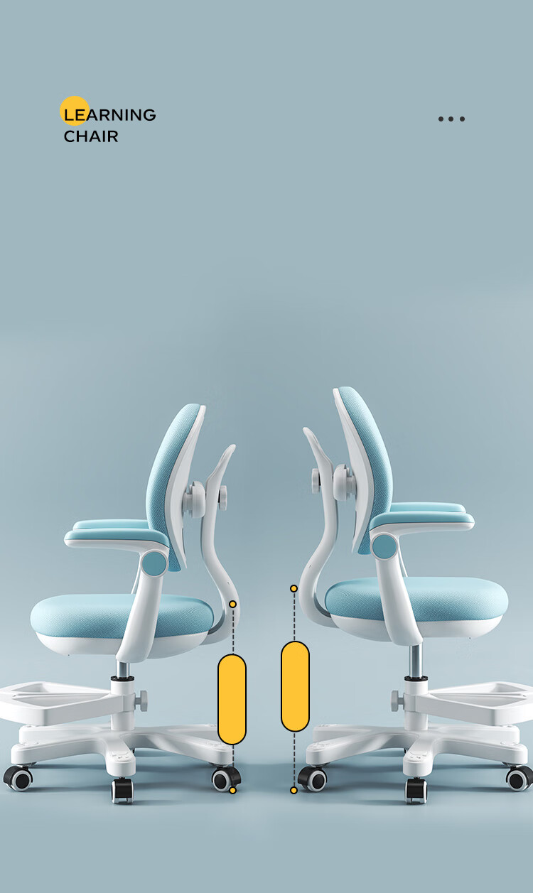 Yupin Children's Study Chair, Student Writing Chair, Home Adjustable Height Seat with Backrest, Computer Chair BG330 Blue Dust Cover 9