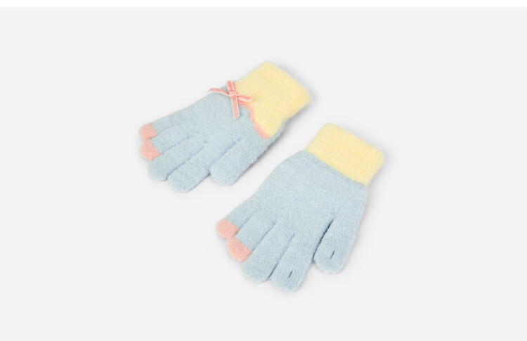 Balabala BalaOne Kids Girls Five-Finger Colorblock Bow Gloves 2025 Comfortable Warmth 208425162207 2
