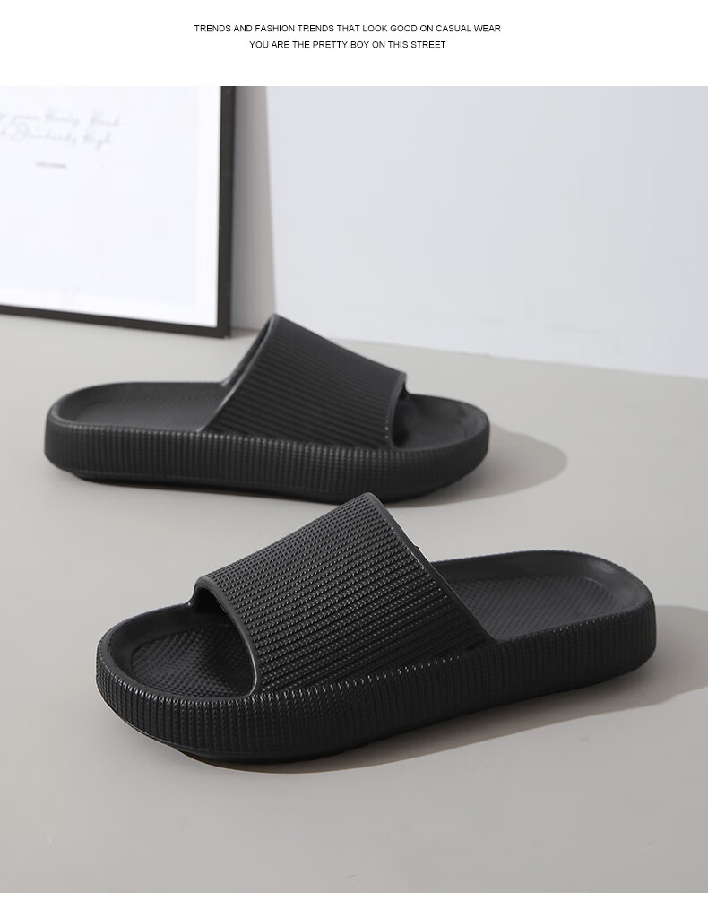 CARTELO Men's Slippers, Comfortable Bathroom Sandals, Indoor And Outdoor Beach Shoes, Model 1607, Black, Size 40-41 2