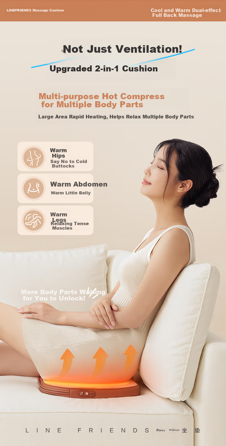 OGAWA Massage Back Cushion for Waist, Back, Buttocks, Legs, Full Body Heat Therapy Massage Device Home Car Office Chair Pad Practical Birthday Gift for Parents Boyfriend Girlfriend 1206 Xingyun Milk Coffee 18