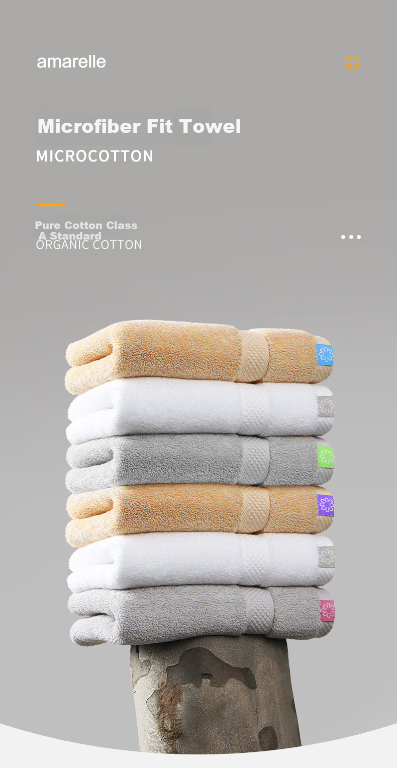 Amarelle Fit01 Absorbent Quick-Drying Soft Skin-Friendly Pure Cotton Face Towel, White 30*60cm, Pack of 3 1