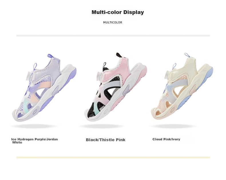 QIAODAN Girls' Closed-Toe Sandals, Big Kids Summer Rotary Buckle Beach Shoes Children's Footwear, Ice Hydrogen Purple/QIAODAN White, Size 36 2