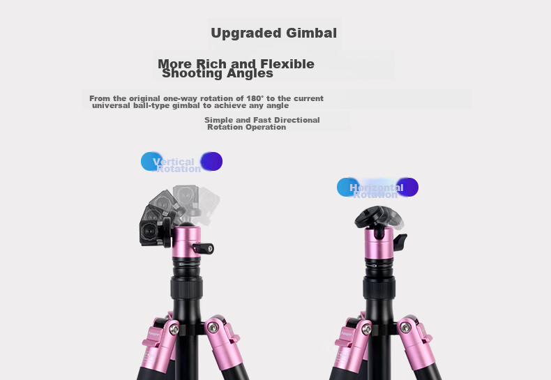 Fotopro FY-820 Smartphone Selfie Live Streaming Tripod, Camera Photography Tripod, Rose Gold 15