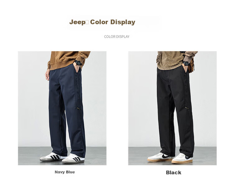 JEEP Casual Pants for Men, Spring And Summer Loose Cargo Pants, Men's Straight-Leg Sports Trousers, Navy Blue, 4XL 3