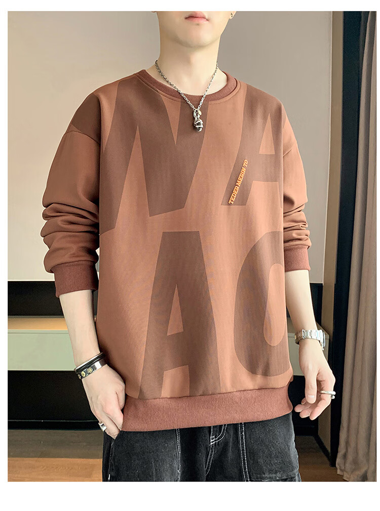 JEEP SPIRIT Sweatshirt for Men, Autumn 2025 New Style, Loose-Fitting Base Layer, Long-Sleeve Sweatshirt for Men 6586, Black, XL 23