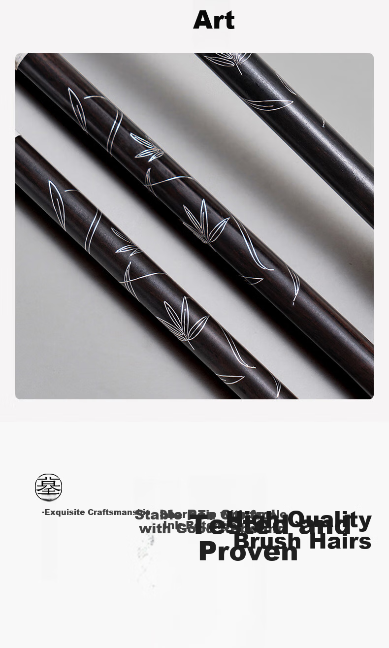 Moqingyan Lujin Jing Si Purple Sandalwood Brush Set, High-Quality Mixed Hair, Four Treasures of The Study, Calligraphy And Chinese Painting Supplies, for Large, Medium And Small Regular Script, Beginners' Running Script, Kaishu, And Seal Script MY155 5