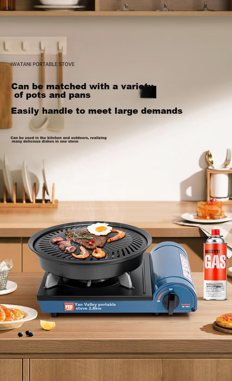 Iwatani Outdoor Portable Cassette Stove, Self-Driving Tour, Butane Stove, Gas Stove, Cookware, ZB-19LS Blue 6