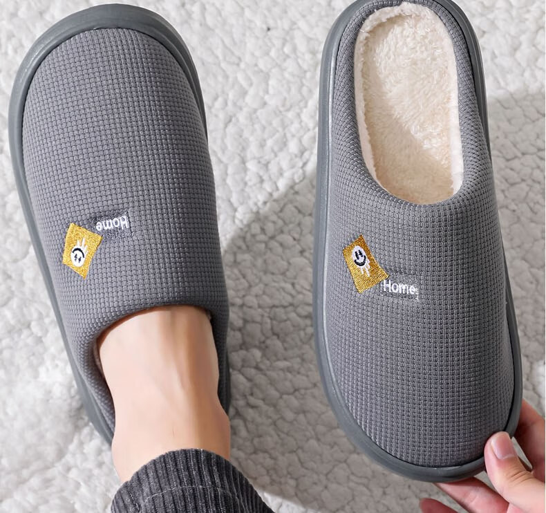 Huamei Jianbu Solid Color Half-Cover Cotton Slippers Unisex Warm Fleece Indoor Outdoor Cotton Slippers HM2506 Red Size 38-39 16