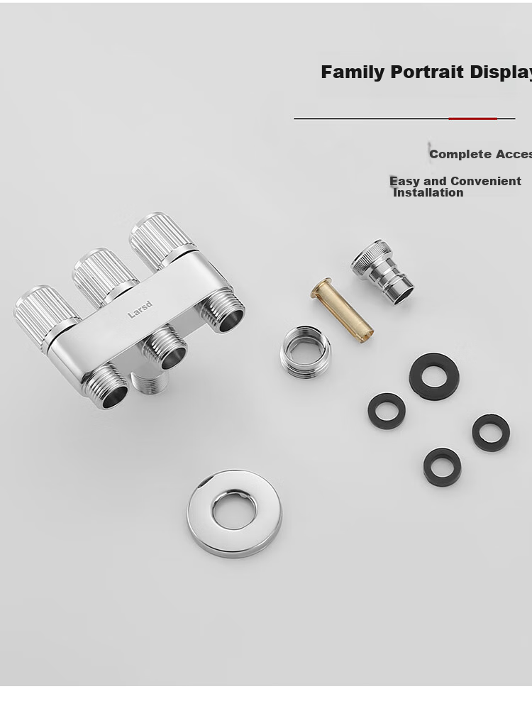 Larsd Angle Valve One Inlet Three Outlet Washing Machine Faucet 4 Points 6 Points Triangle Valve Three-Way Water Distributor Figure-Eight Valve LD5617 14
