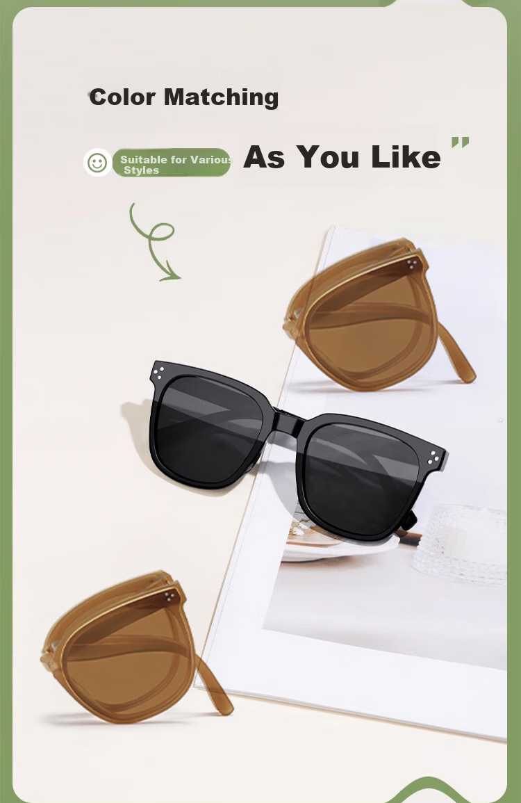 FESETE Folding Sunglasses, UV Protection Sunglasses for Men And Women, Driving Glasses, Light-Blocking Sunglasses for School 4