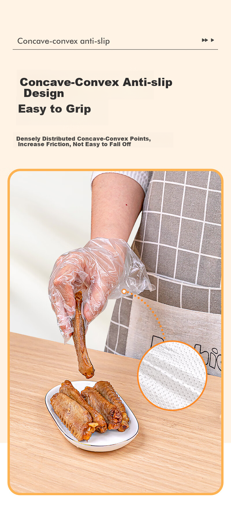 Temeiju Disposable Gloves, Food-Grade, 100 Pieces, Extra Thick, Transparent Plastic, Thickened for Kitchen, Dishwashing And Catering 7