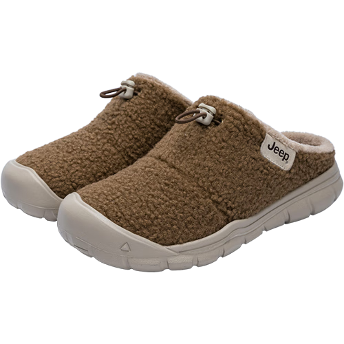 Jeep Women's Fleece-Lined Birkenstock Style Slip-On Mules Autumn Winter Casual Commuter Shoes Dark Coffee Color Size 37