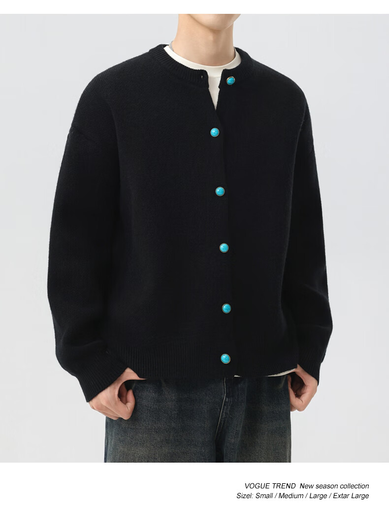 MMOPTOP Japanese Style Premium Warm Knit Sweater Autumn Winter Men's Knit Cardigan Jacket MMY01 Black 2XL 4
