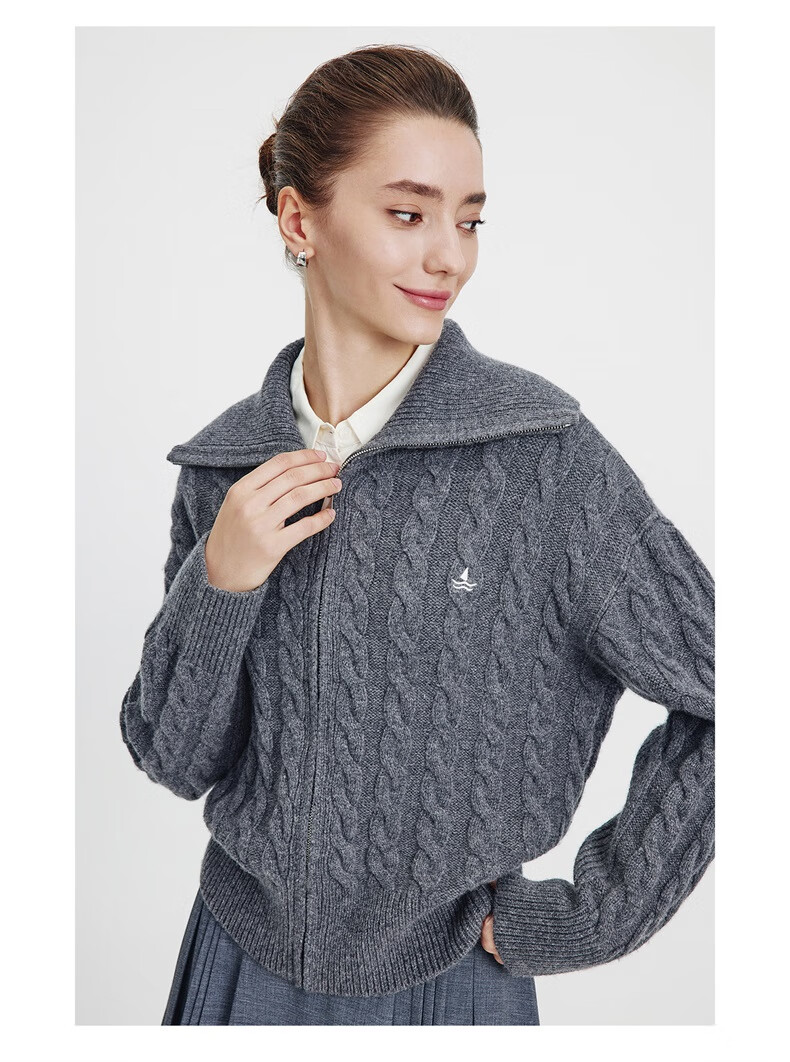 NaviKail Italy Small Sailboat Women's 2025 New Full Wool Knit Cardigan Sweater Wool Jacket 2334095507 24