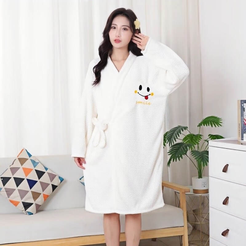 Fan Ye Coral Fleece Bathrobe Bath Towel Wearable Long Sleeve Bath Skirt Home Quick-Dry Absorbent Soft Skin-Friendly Non-Shedding Robe Student 2