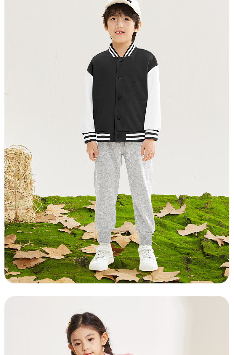 Baleno Boys' Baseball Uniform Set, 2026 Spring And Autumn Collection, Stylish Children's Outerwear, Two-Piece Sports Casual Outfit 12