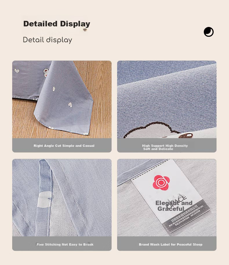 Grace Class A 100% Pure Cotton 7A Antibacterial Fabric Single Bed Sheet for Student Dormitory 120*230cm Heart Gray 3