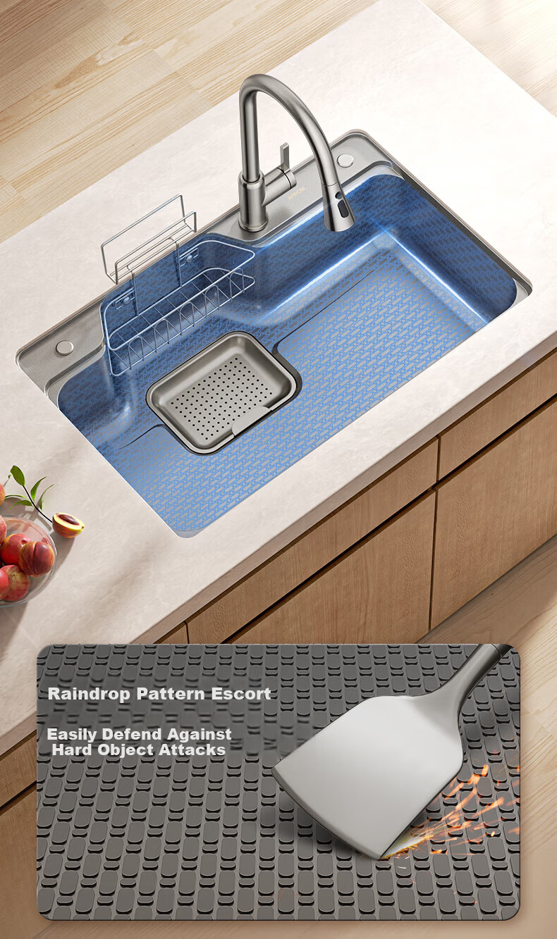 ARROW Kitchen Sink Gunmetal Gray Large Single Bowl, 304 Stainless Steel Vegetable Washing Basin, Dishwashing Sink, Integrated Basi 6
