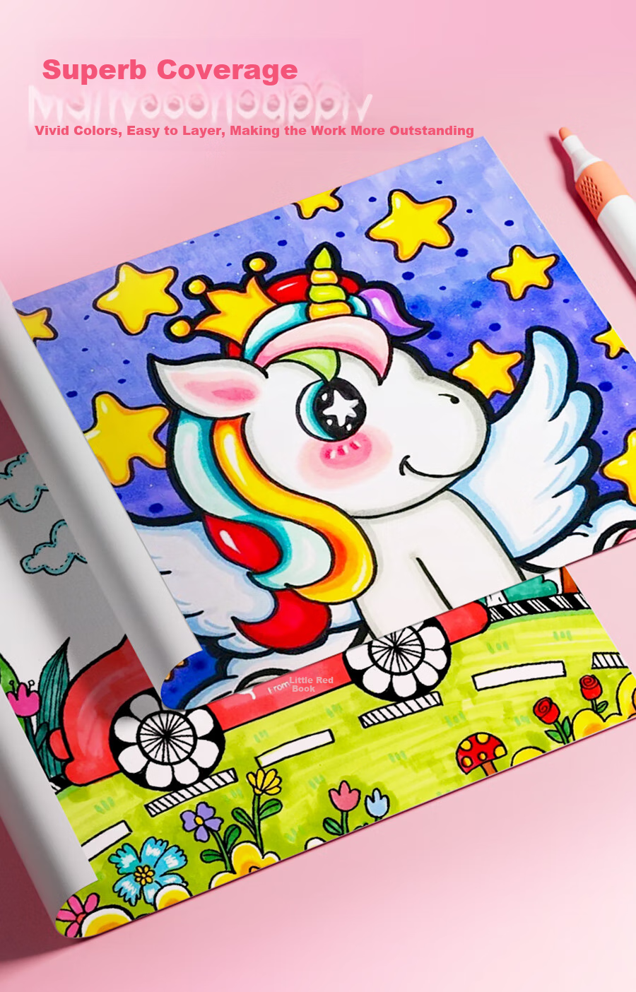 Marie's 12-Color Acrylic Markers, Waterproof, Non-Translucent, Stackable, Guka Watercolor Pens, Washable, Elementary School Children's Doodle Colored Pens, Art Sketching Watercolor Pens 7