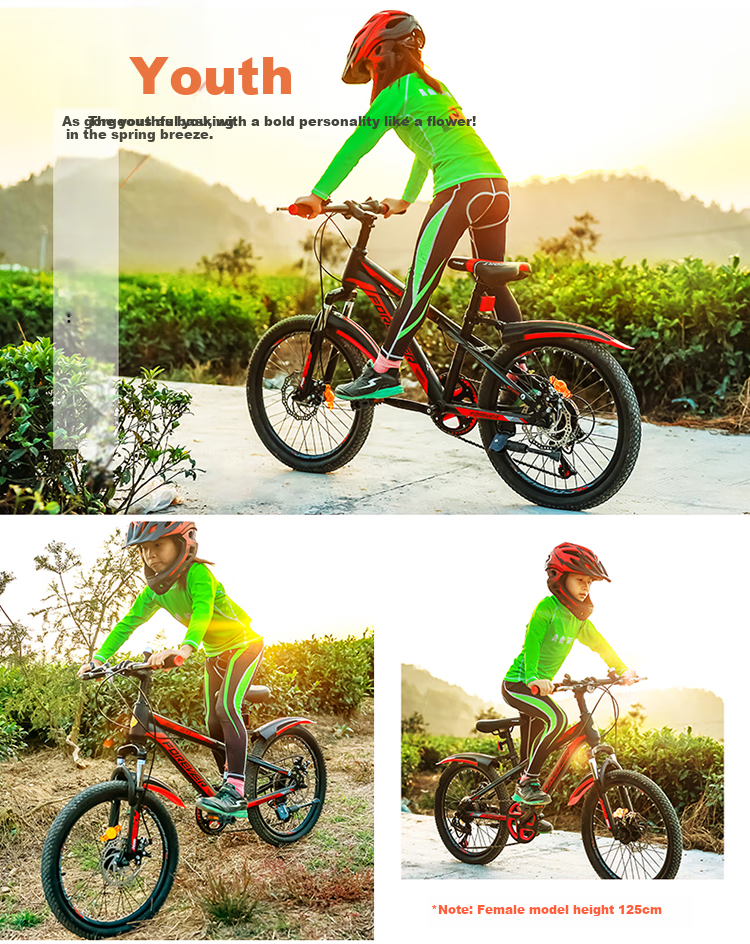 FOREVER Children's Bicycle, 20-Inch Youth Gears Mountain Bike for Ages 6-10, Pedal Off-Road Bicycle, Black And Red Color 14