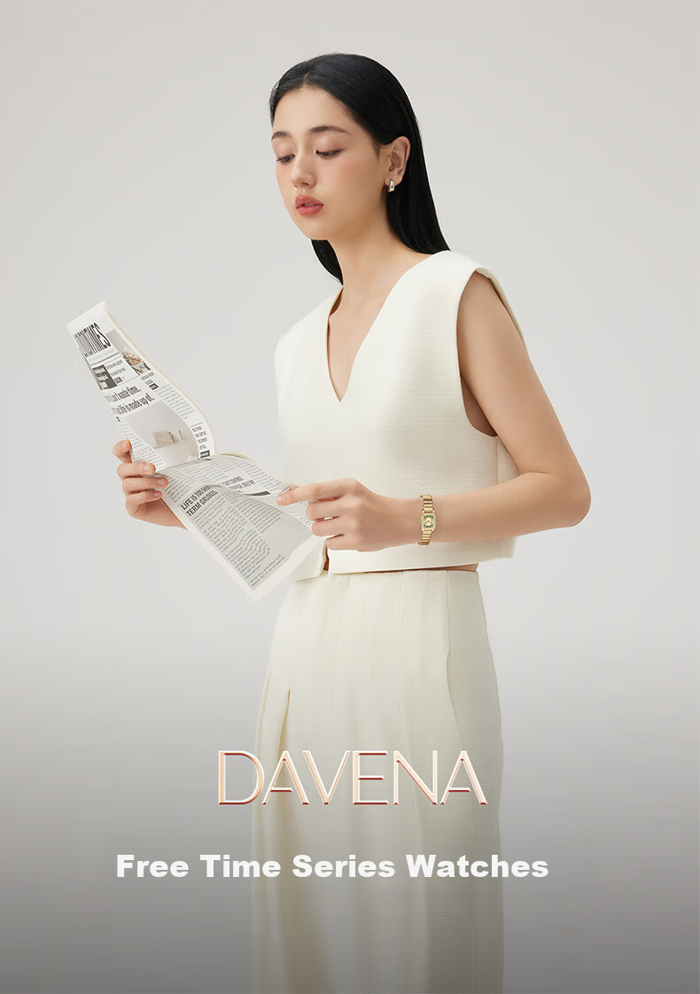 Davena Small Gold Brick Watch for Women, Small Dial Luxury Niche Birthday Gift for Girlfriend, Gold with Green Face 1