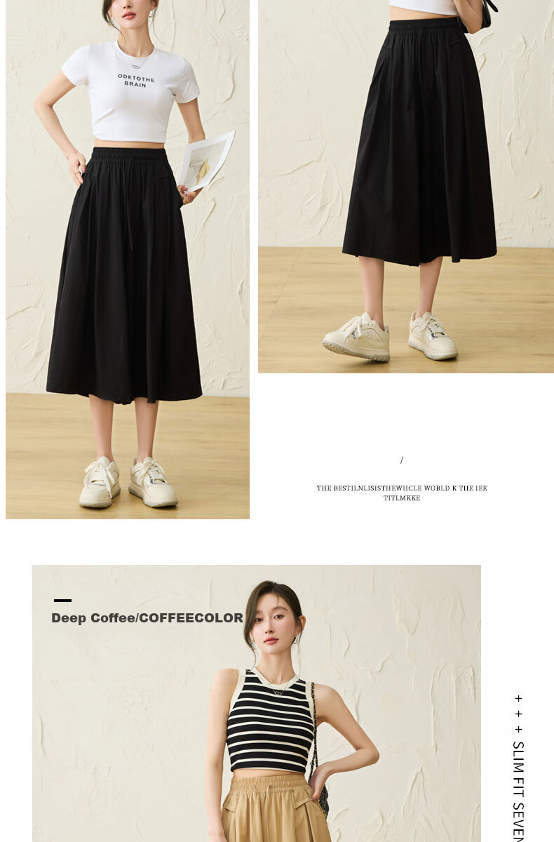 Langsha Ice Silk Quick-Dry Wide-Leg Cropped Pants for Women, Summer 2026 Thin High-Waist Slimming Mid-Length Pants, Draping Casual Skirt Shorts 26