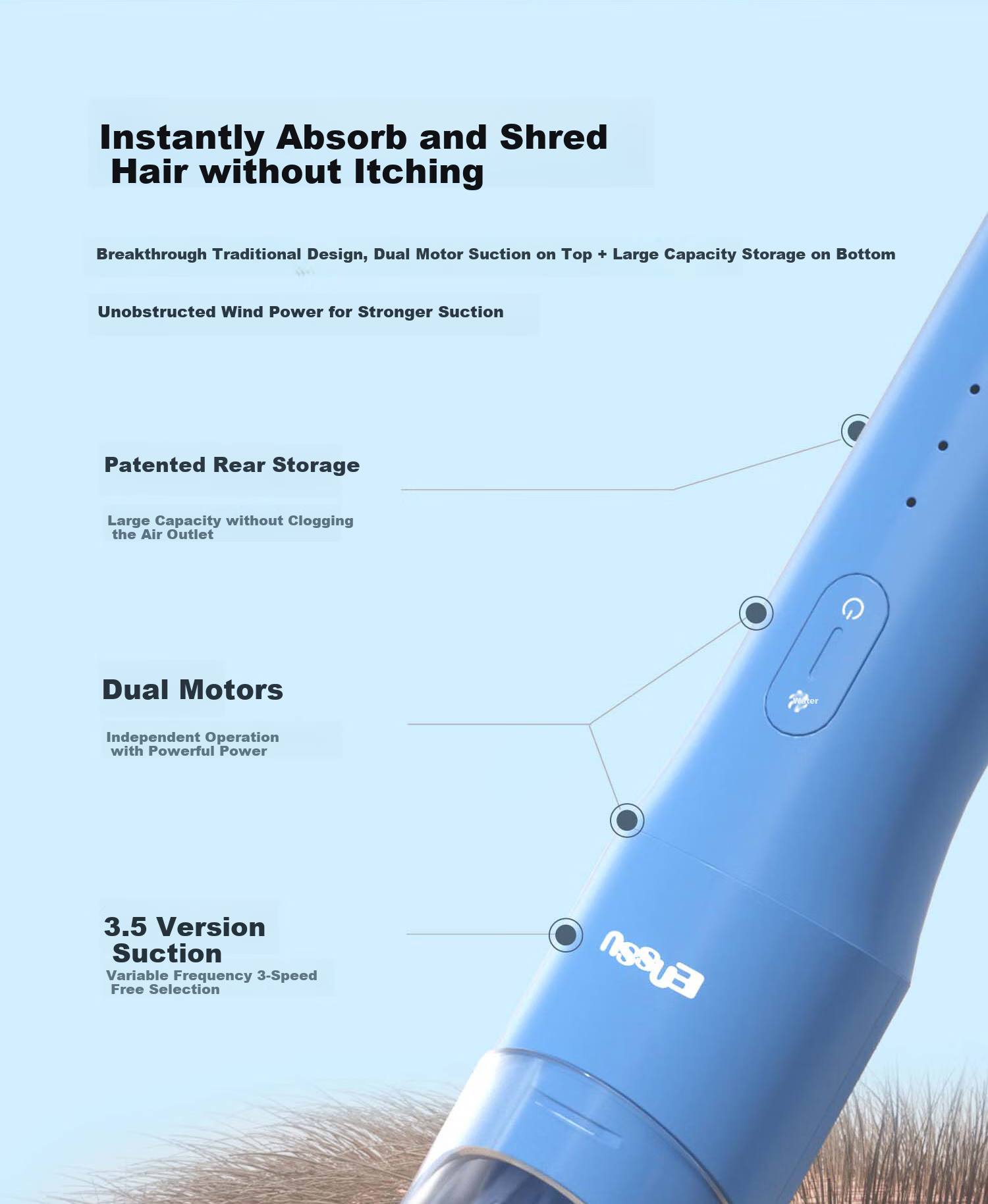 Enssu Baby Hair Clipper, Low Noise, Automatic Hair Suction, Children's Hair Trimmer, Infant Hair Cutter, Newborn Hair Scissors 15