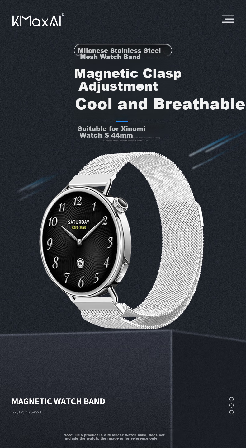 KMaxAI Compatible with Xiaomi Watch S4 41mm Milanese Loop Strap, Magnetic Metal Watchband for Xiaomi Watch S4, Stainless Steel Braided Women's Summer Watch Chain, Silver 1