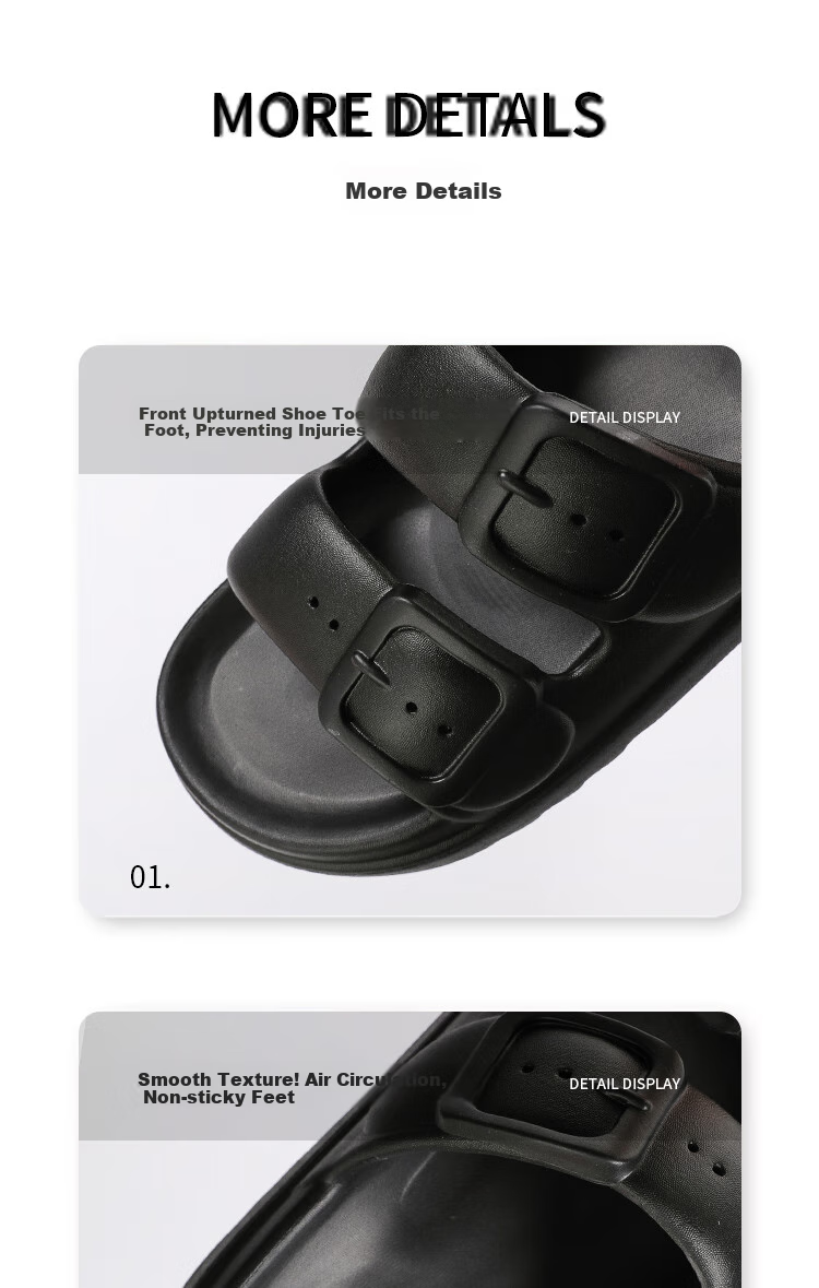 XGGC Men's Slippers, Summer Non-Slip Thick Sole Outdoor Casual Sandals, Double Buckle Style, White, Size 41-42 3