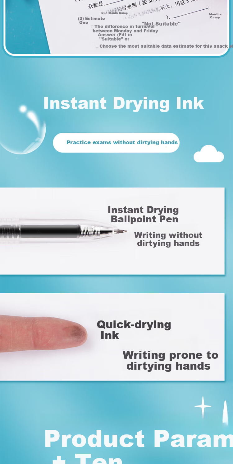 M&G Original Series Quick-Drying Spring Pen, Black ST Tip, Retractable, 0.5mm Office Pen, AGPH7601A, 3 Pcs 4