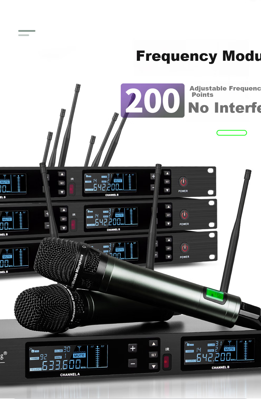Depusheng DR80 Wireless Microphone System with Two Mics, Professional Stage Performance Singing Hosting Training Lecture Meeting Neck Gooseneck School Wedding Real Split Mic Long-Range U-Frequency Anti-Howling 4