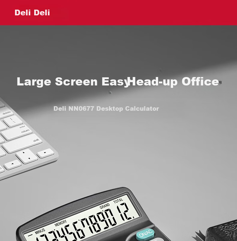 Deli Dual Power Desktop Calculator for Office Use, Financial And Study Supplies, 12-Digit Large Screen Digital Display Desktop Calculator 0677 1