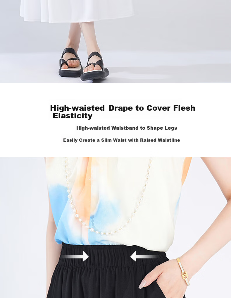 BOPRUIEY Ice Silk Midi Skirt for Women, Summer 2026 Latest Thin Elastic A-Line Draping Wide Hem Umbrella Skirt 6