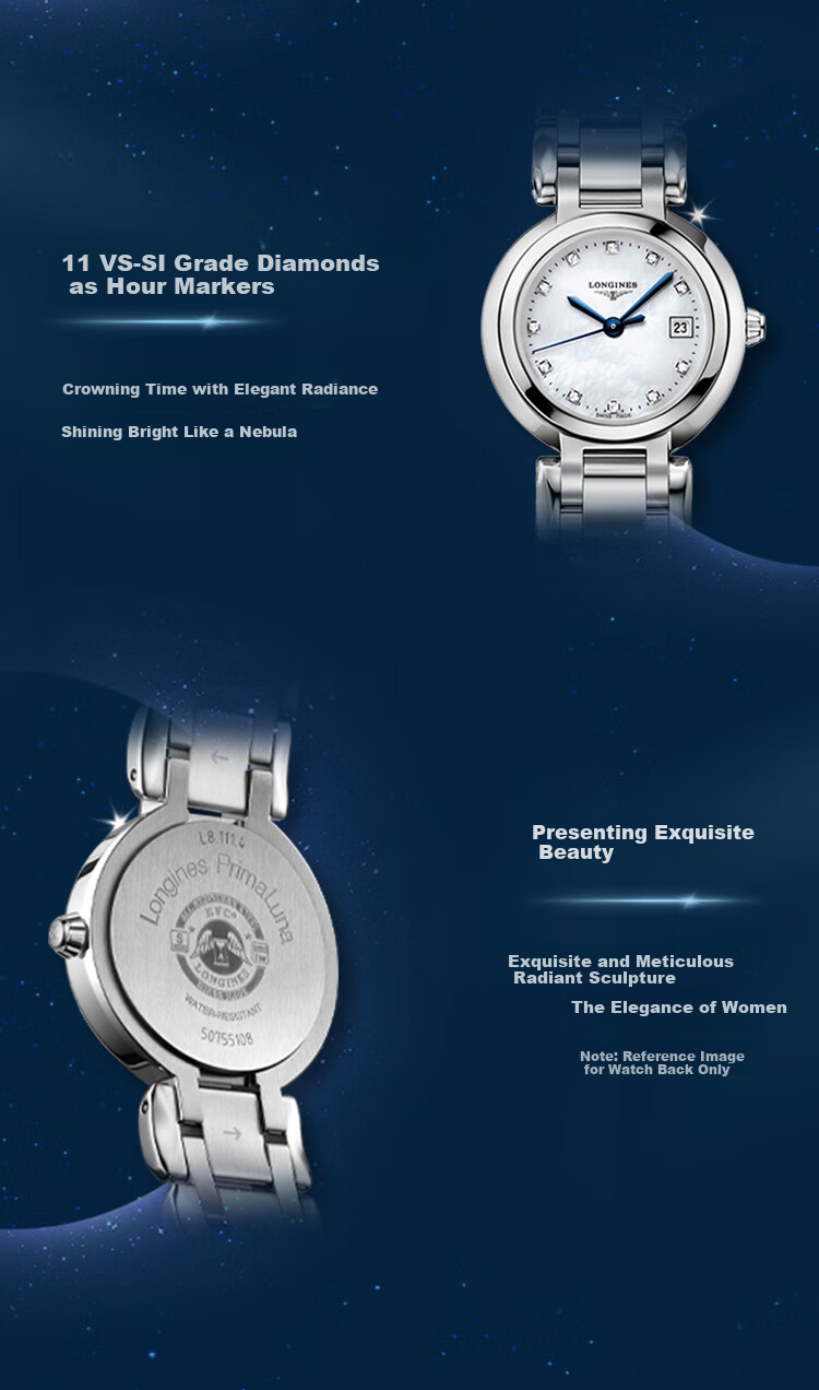 LONGINES Swiss Watch, Heart Moon Series, Women's Steel Strap Quartz Watch L81104876 3