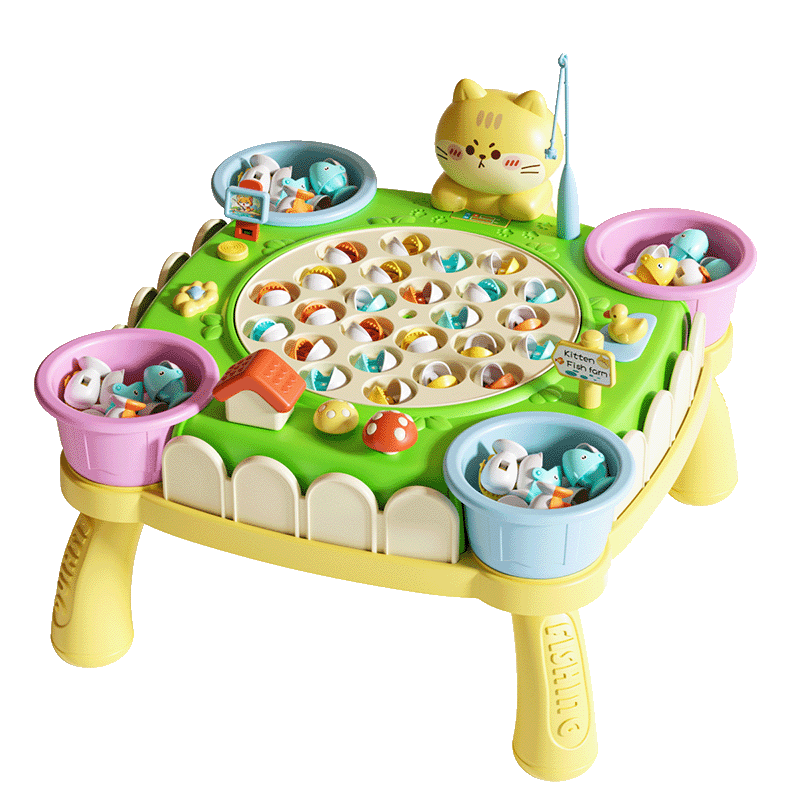 Embei Family Large Electric Magnetic Fishing Rotating Educational Toy Set for Kids Ages 3-6 Children's Day Gift