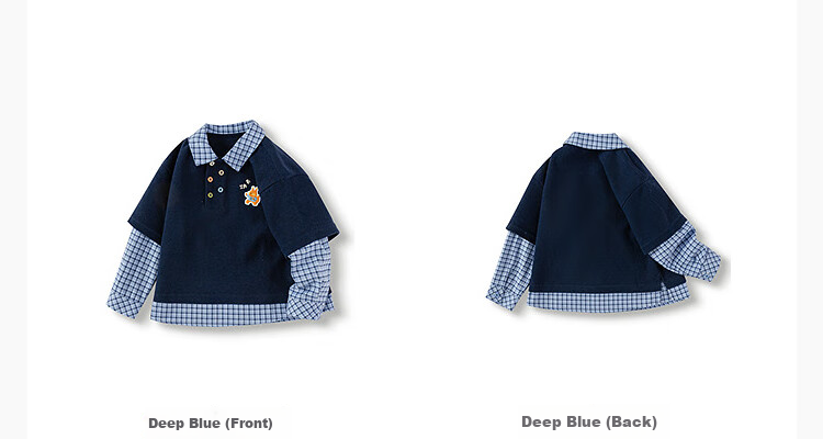 BALABALA Boys' Sweatshirt, Plaid Patchwork Faux Two-Piece Long-Sleeve Top, Autumn Wear, Preppy Style, 209325121101 7