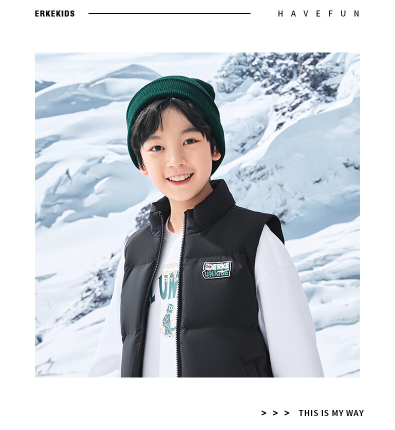 ERKE Kids Unisex Children's Winter Warm Sleeveless Waterproof Breathable Vest Jacket Black 170 15