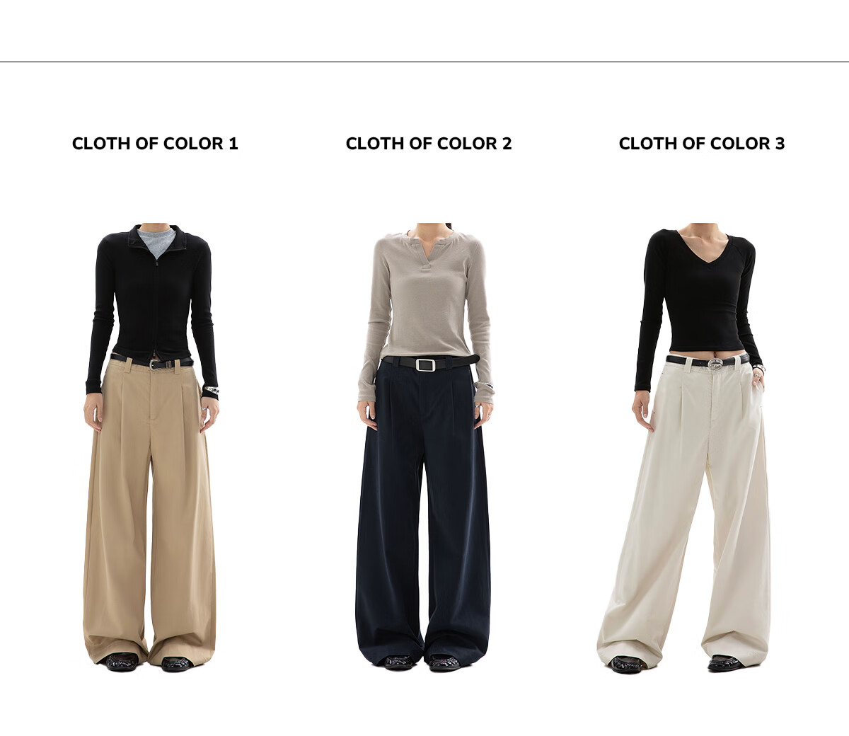 ICH MODE Women's American Style Straight-Leg Dress Pants Autumn Winter New Loose Wide-Leg Suit Trousers Casual Khaki Pants Khaki M 3
