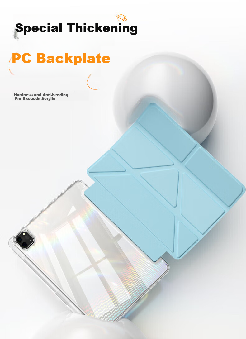 SUOYING IPad Air7/6 Protective Case, Compatible with 2025/24 Models, 11-Inch M3 M2, Apple Tablet Stand Cover, Acrylic Back, Magnetic Storage with Pencil Holder, Transparent, Anti-Bend 4