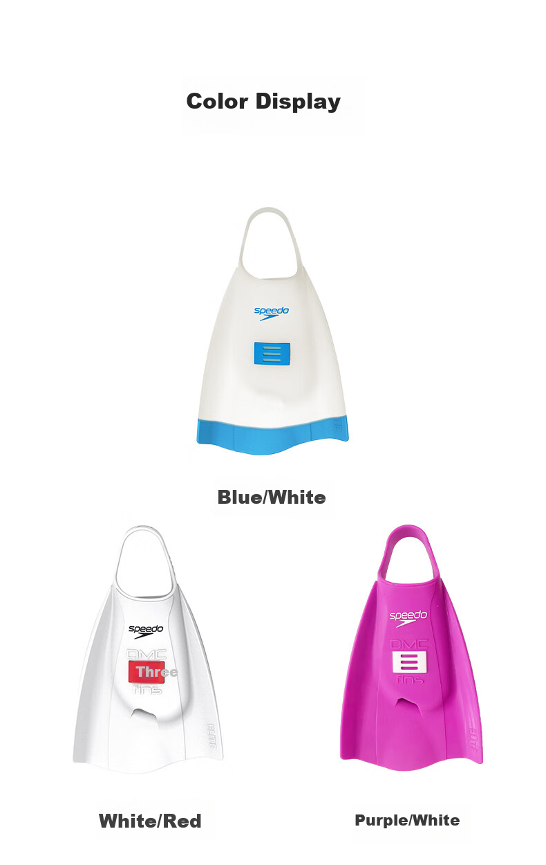 Speedo x DMC Elite Power Soft Non-Slip Silicone Half-Foot Fins Purple/White XL 8