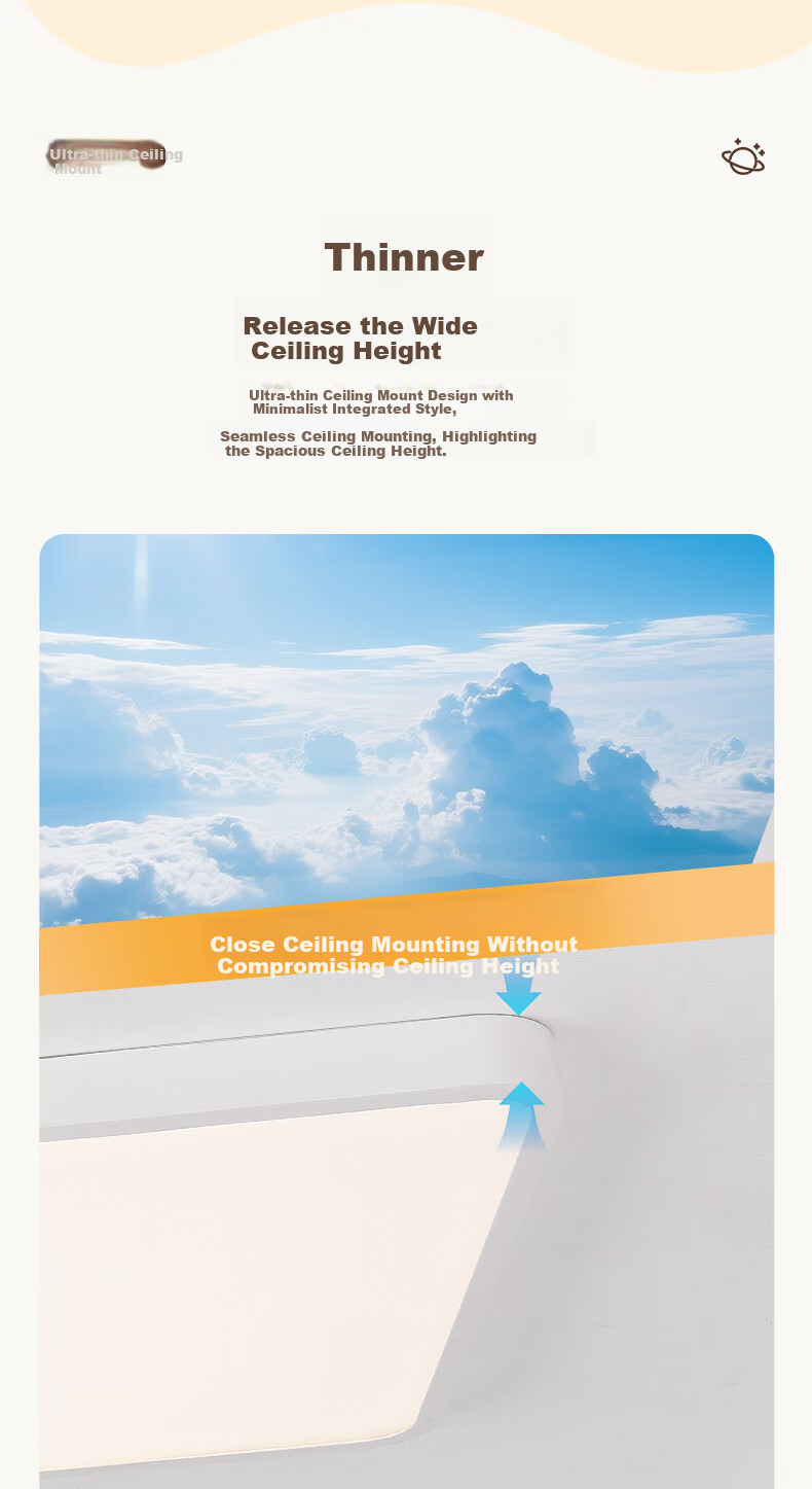 NVC Living Room Ceiling Light LED Smart Full Spectrum Eye Protection Anti-Glare Ultra-Thin Future Light MuYu PRO with Installation Package 5