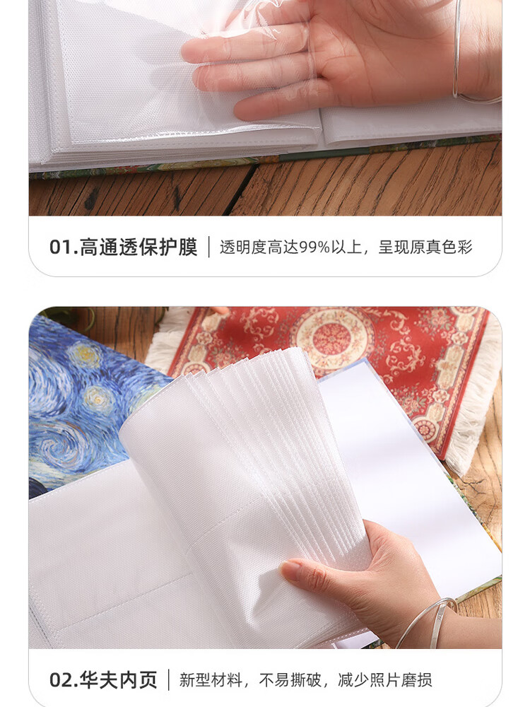 Jufu Photo Album 6-Inch 100-Pocket Family Album Couples Travel Album Commemorative Album Children's Growth Record Laminated Album New Year Holiday Anniversary Gift 1