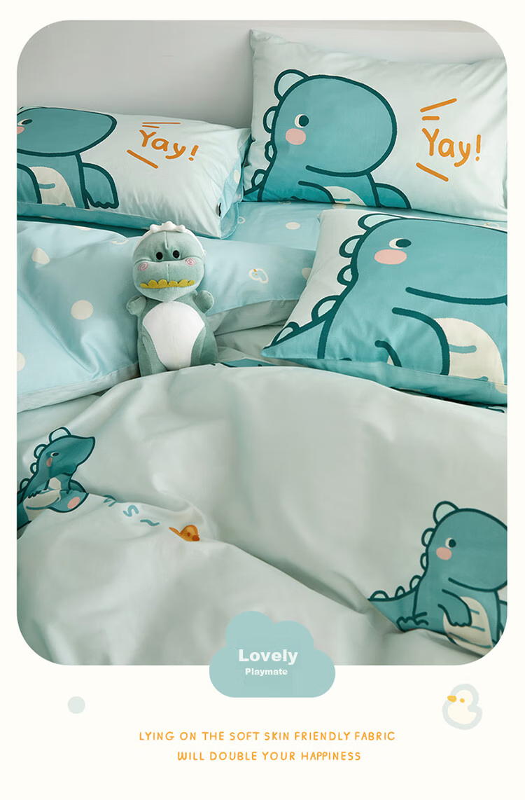 Dohia Cotton Bedding Set for Home, Three-Piece Student Dormitory Single Duvet Cover And Sheet Pure Cotton Set for 1.2m Bed 152*218cm 13