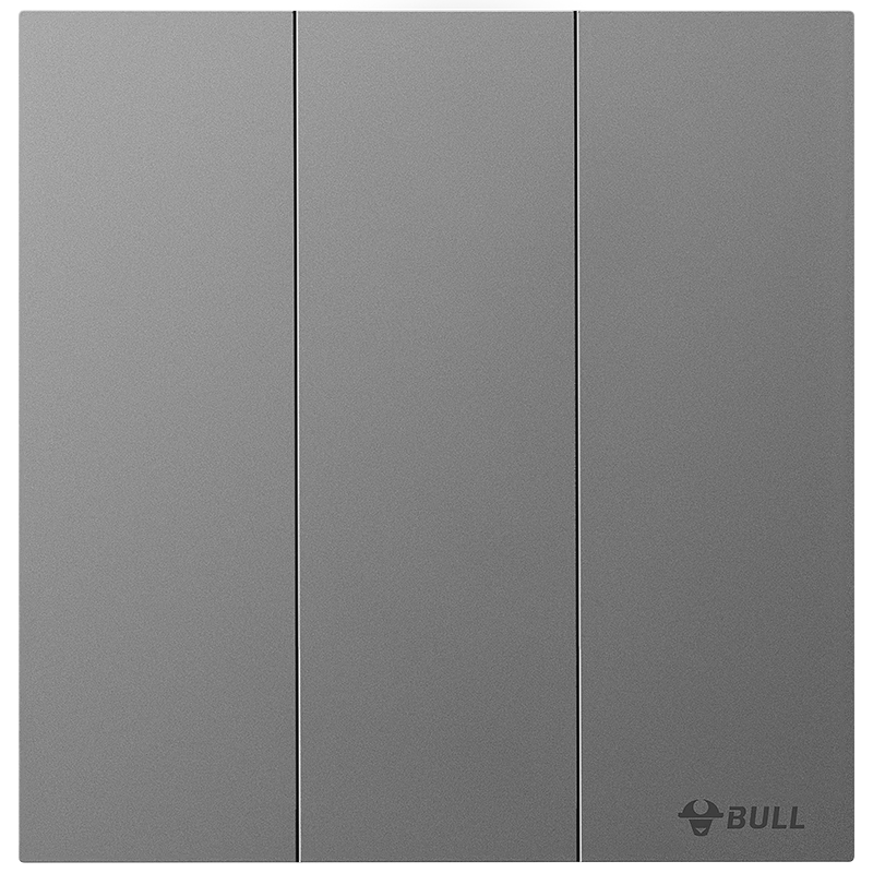 BULL G57 Butterfly Ultra-Thin Series Triple Control Switch Large Panel Switch G57K312 Distant Mountain Gray